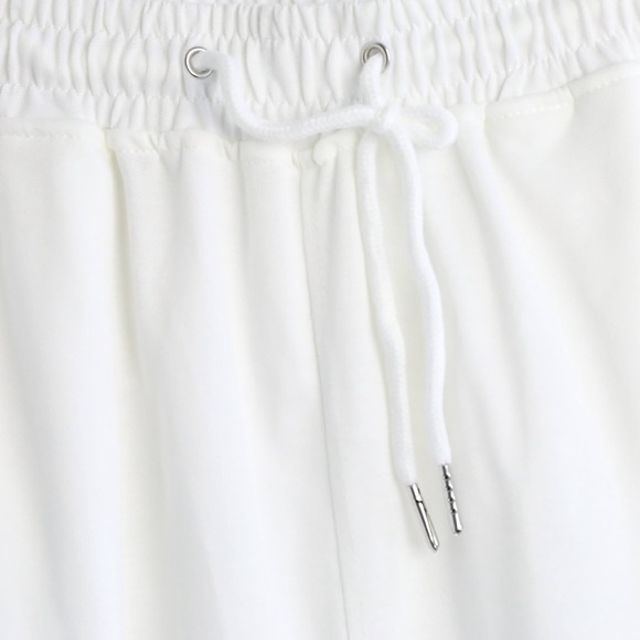 NWT White Two Piece Coord Set Long Sleeve cropped hoodie joggers sweat pants M - Picture 9 of 11